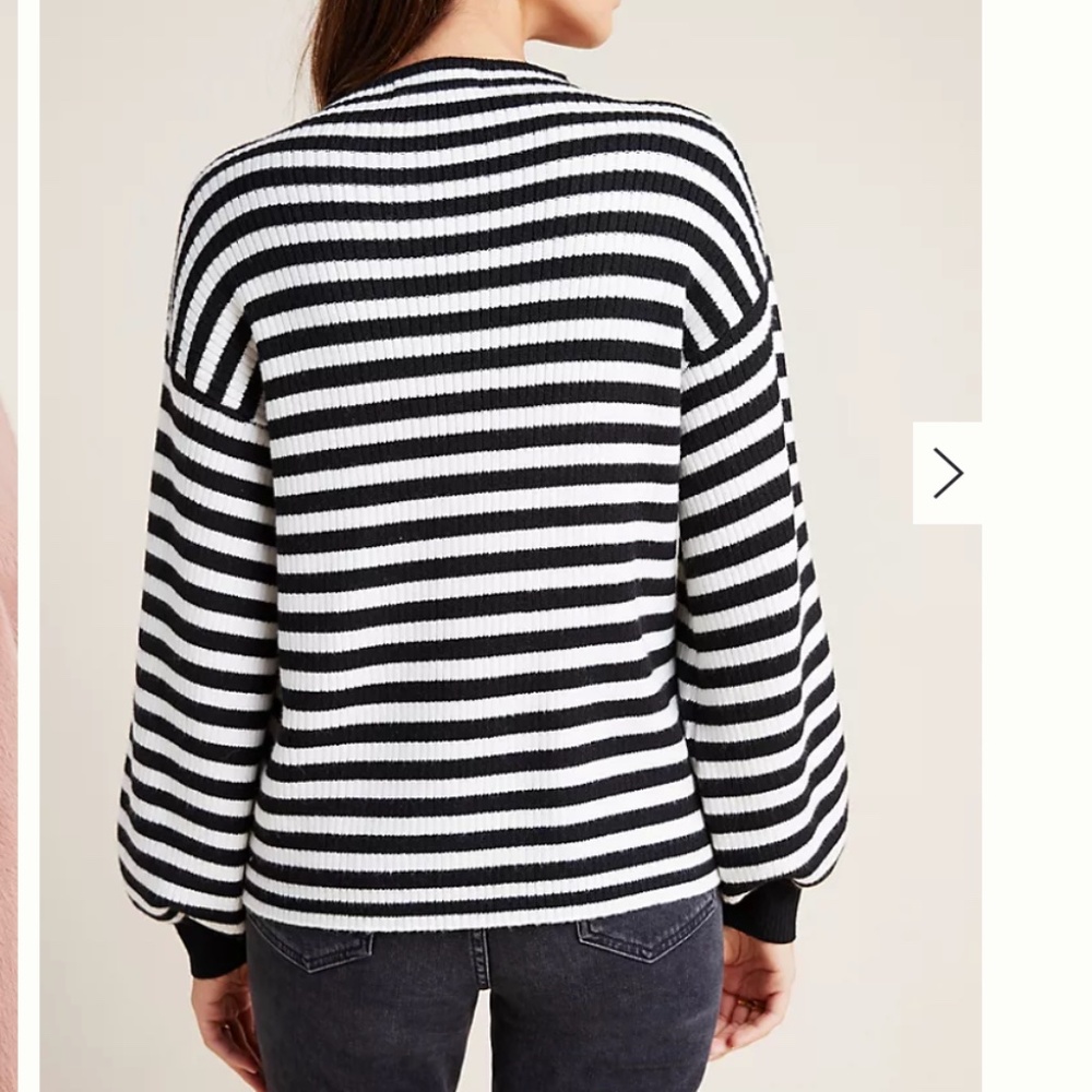 Sydney Balloon-Sleeved Striped Monochrome Mono Hipster Artsy Boho Classy Sweater